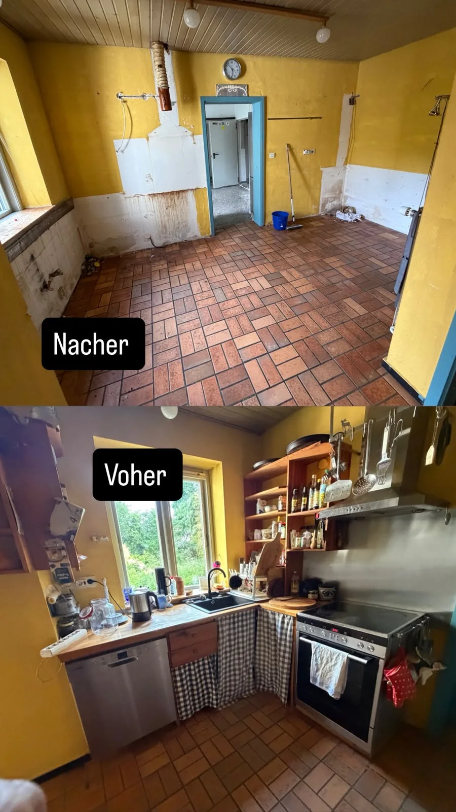 Küche vor und nach der Demontage